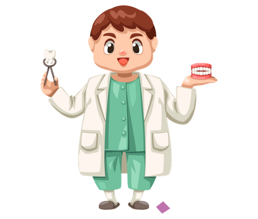 Dentist suggesting healthy teeths and gums  Illustration
