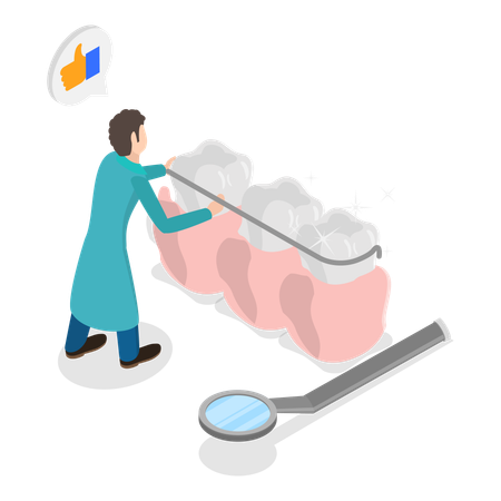 Dentist take caring of teeth braces  Illustration