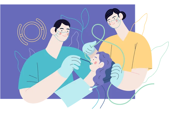 Dentist treating a patient  Illustration