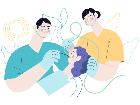 Dentist treating a patient  일러스트레이션