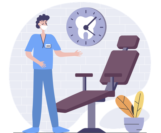 Dentist waiting for customer  Illustration