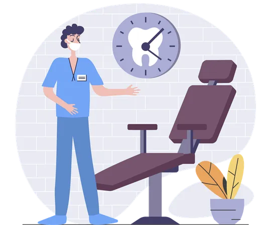 Dentist waiting for customer  Illustration