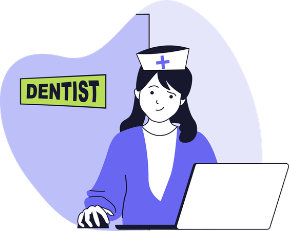 Dentist working in clinic  Illustration