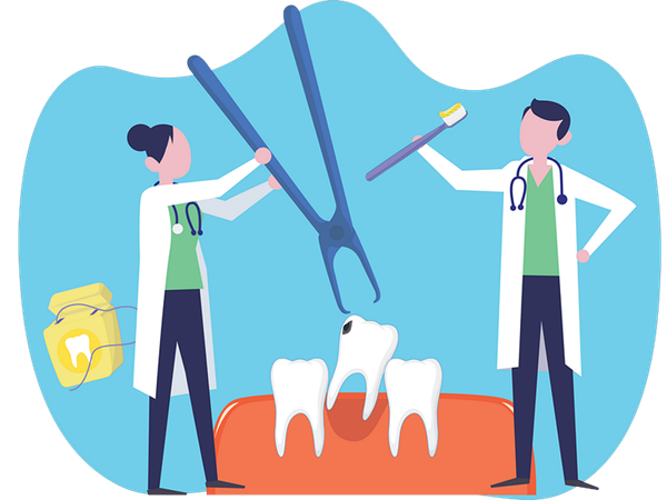 Dentist working on Tooth Extraction  Illustration