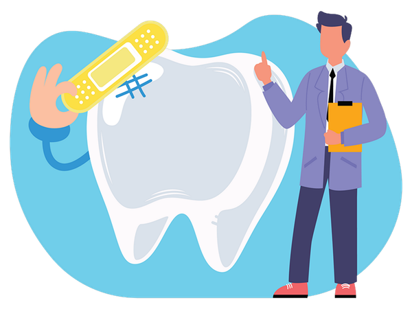 Dentist working on Tooth Pain  Illustration