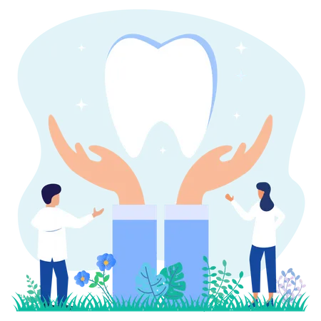 Dentista con dientes limpios  Ilustración