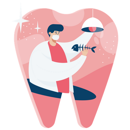 Dentista encontra causa de cárie dentária  Ilustração