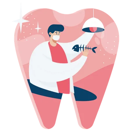 Dentista encontra causa de cárie dentária  Ilustração