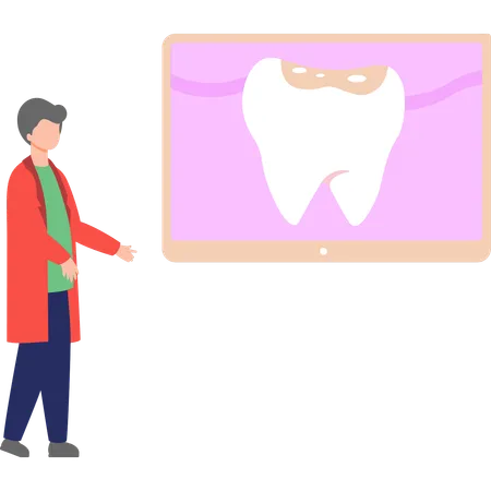 Dentista está explicando sobre o dente  Ilustração