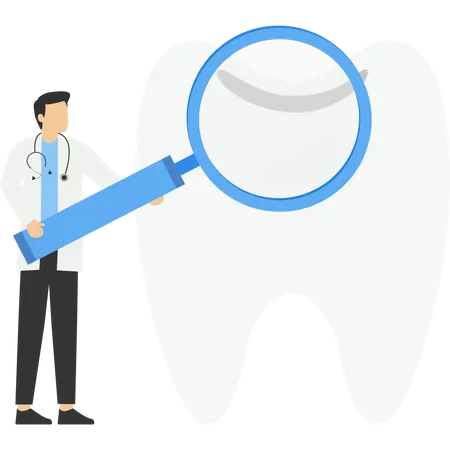 Dentista examinando los dientes del paciente  Ilustración