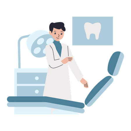 Dentista fazendo limpeza dos dentes  Ilustração