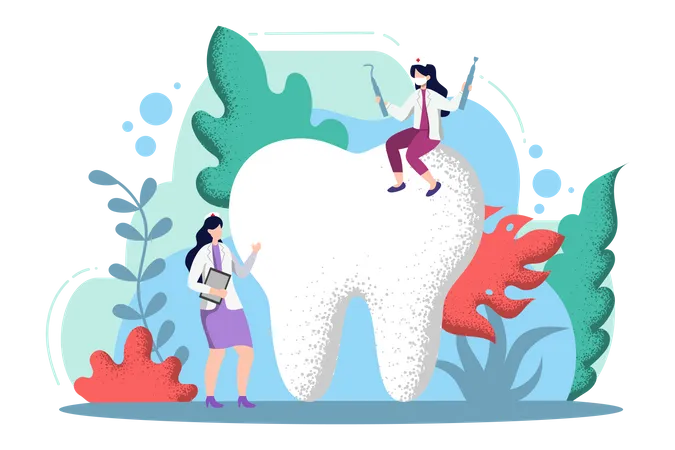 Dentista limpando os dentes  Ilustração
