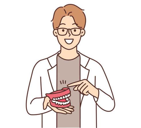 Dentista masculino sugiriendo salud dental  Ilustración