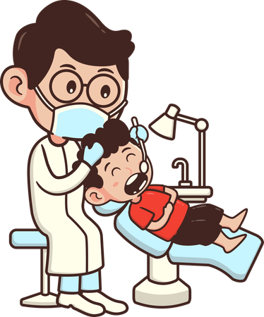 Dentista tratando dentes de paciente  Ilustração