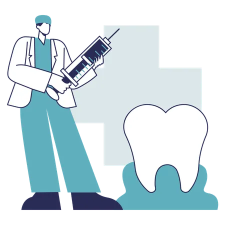 Dentiste donnant une injection d'anesthésie  Illustration