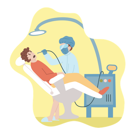 Dentiste effectuant un examen du patient  Illustration