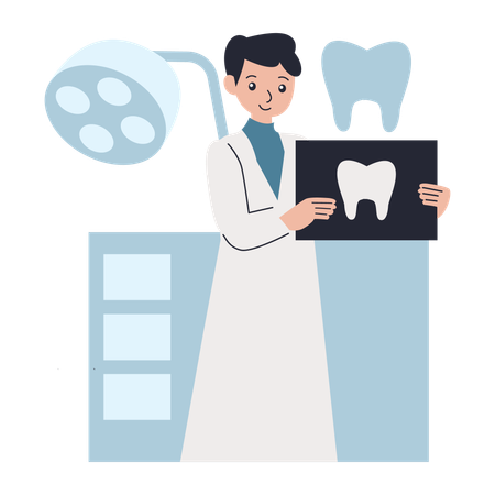 Dentiste montrant une consultation dentaire  Illustration