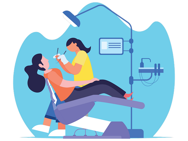 Dentiste travaillant sur des prothèses dentaires  Illustration