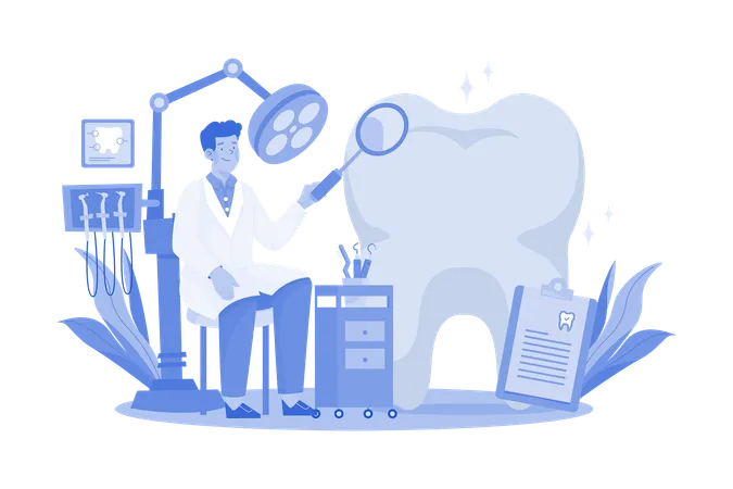 Dentiste travaillant sur le lieu de travail  Illustration