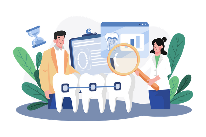 Dentists present procedure braces correction  Illustration