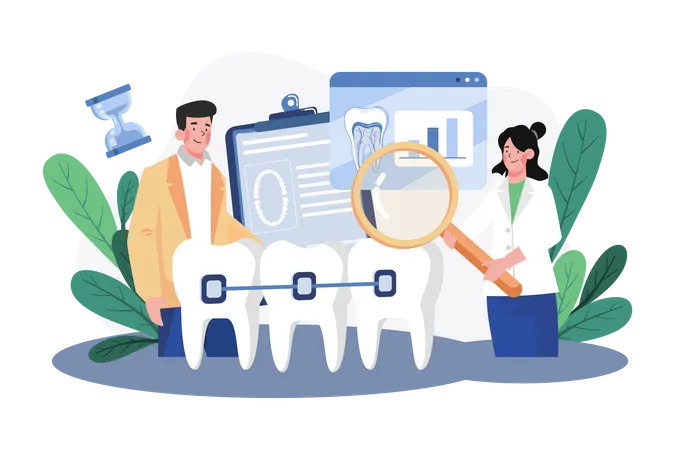 Dentists present procedure braces correction  Illustration