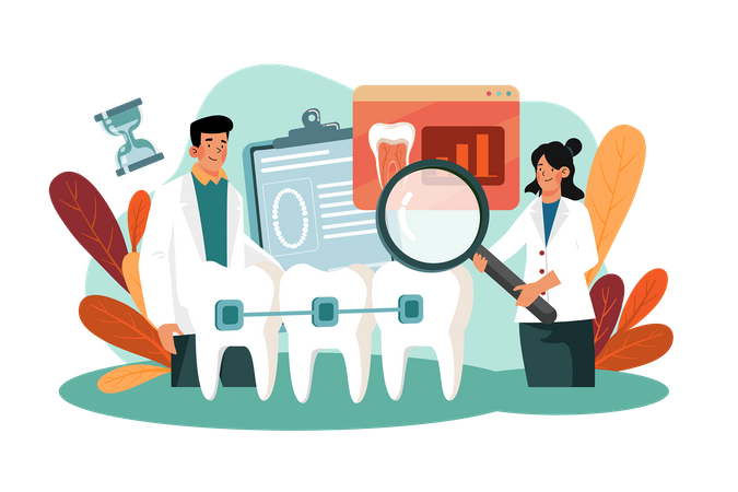 Dentists present procedure braces correction  Illustration