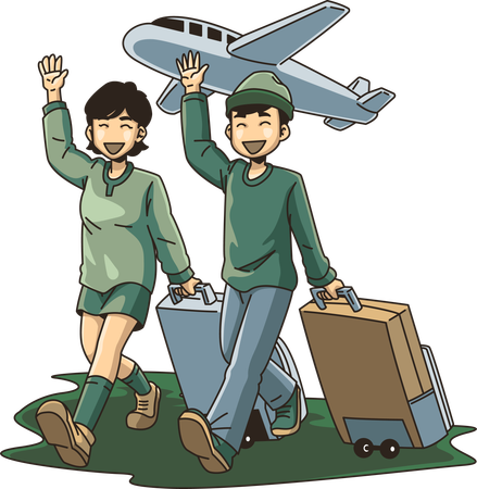 Partir en vacances en avion  Illustration