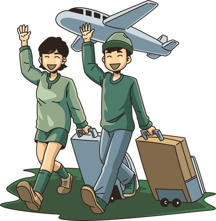 Depart for vacation by plane  Illustration