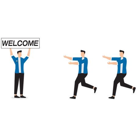 Department managers standing and welcoming new employees  Illustration