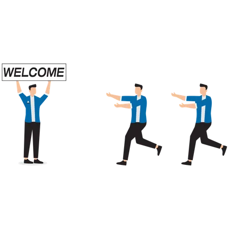 Department managers standing and welcoming new employees  Illustration