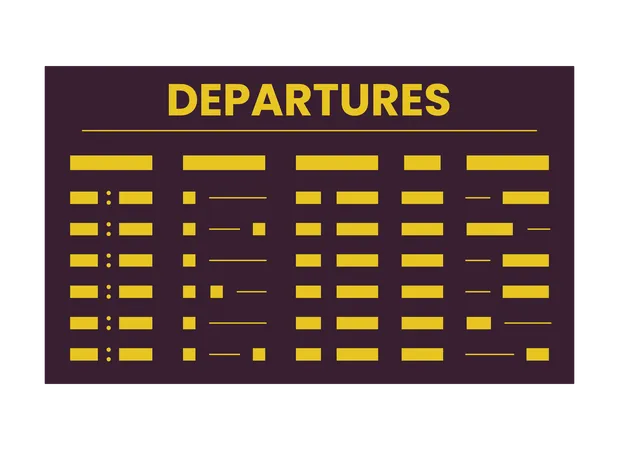 Departure Board Flat Line Color Isolated Vector Object Airport Timetable International Flight Editable Clip Art Image On White Background Simple Outline Cartoon Spot Illustration For Web Design Illustration