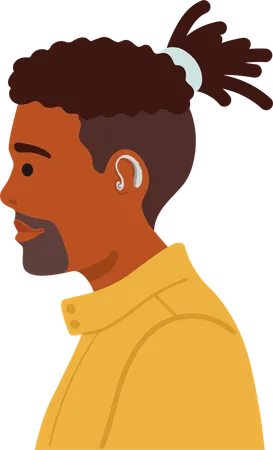 Depicting Man With Hearing Aid In Right Ear  Illustration