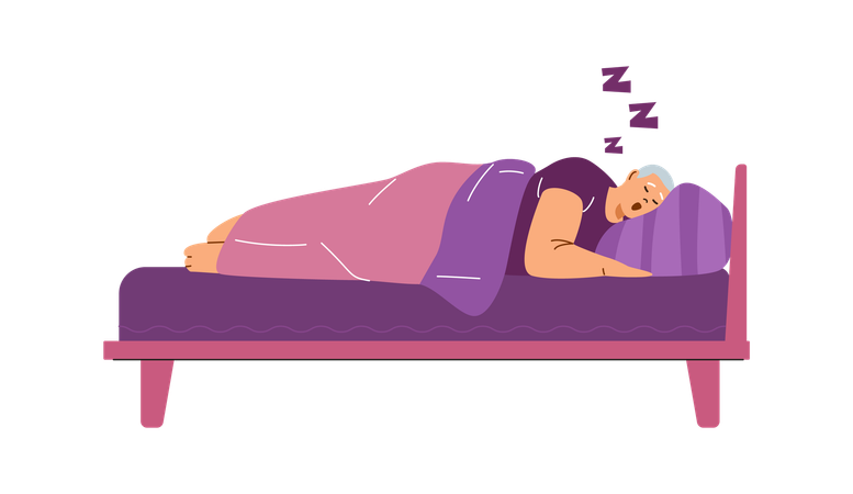 Depicting snoring man with apnea making loud noise during sleep  Illustration