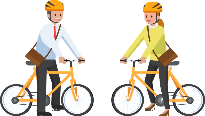 Employé d'entreprise se déplaçant à vélo  Illustration