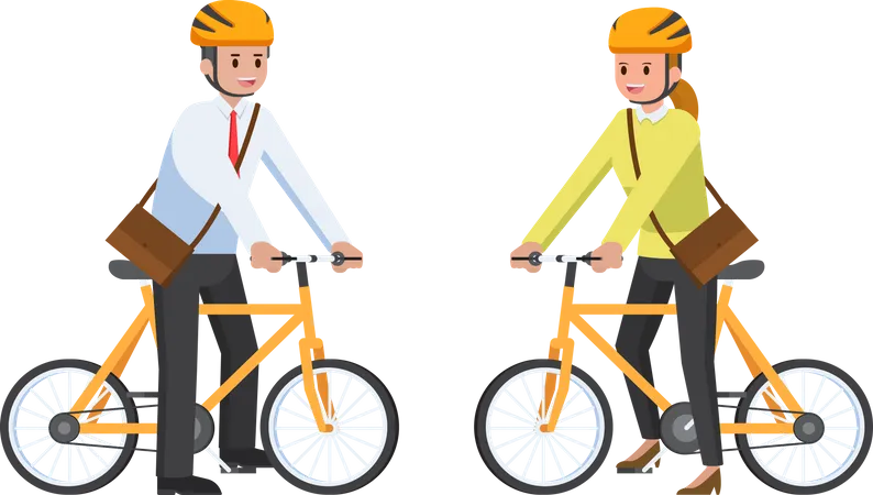 Employé d'entreprise se déplaçant à vélo  Illustration