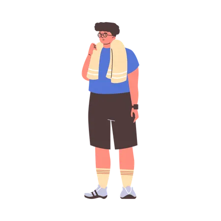 Deportista con gafas y cinturón de fitness  Ilustración