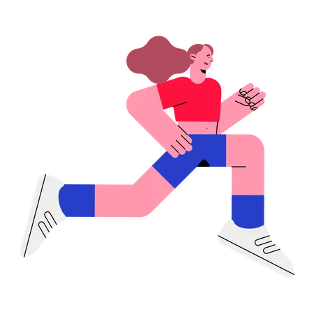 Chica deportiva corriendo en competición de carreras  Ilustración