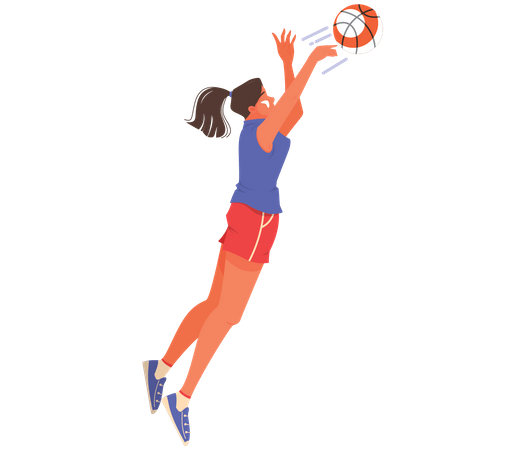 Atleta femenina jugando baloncesto  Ilustración