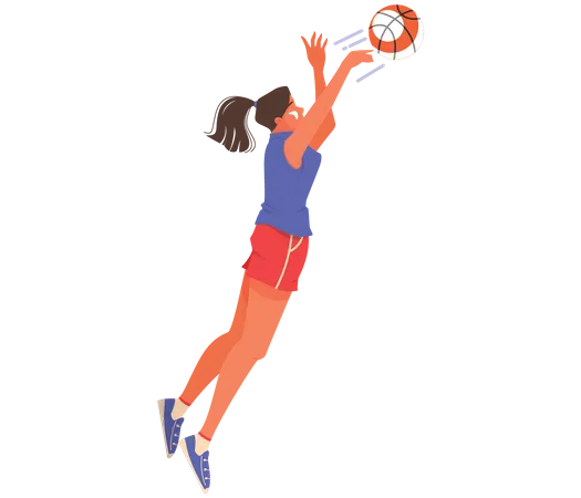 Atleta femenina jugando baloncesto  Ilustración