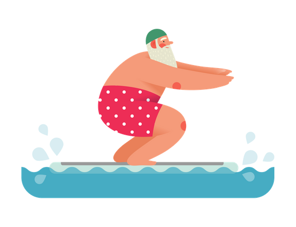 Sporting Santa disfrutando de la natación  Ilustración