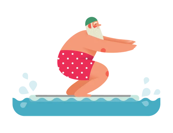 Sporting Santa disfrutando de la natación  Ilustración