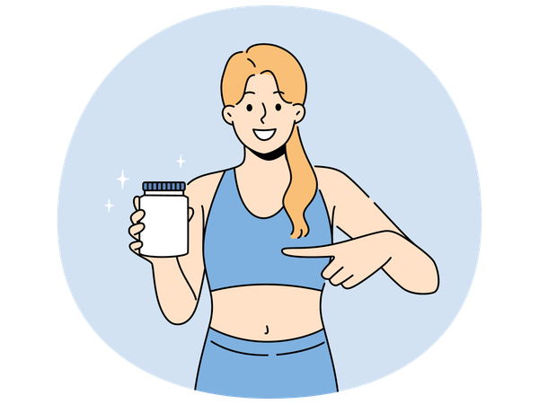 Deportista sonriente recomienda proteína  Ilustración