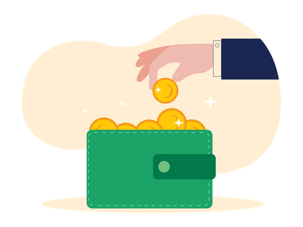 Deposit coins into wallet  Illustration