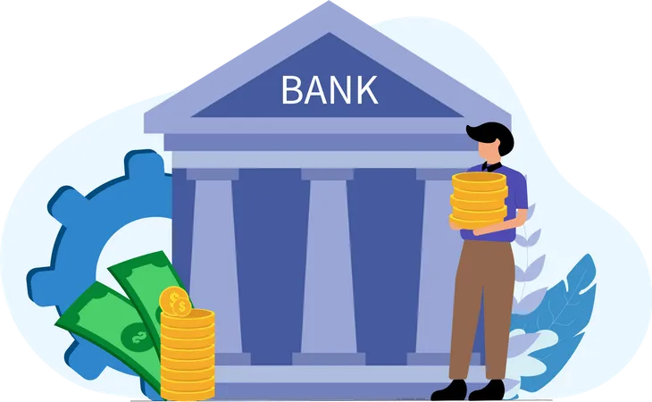 Deposit money in bank  Illustration