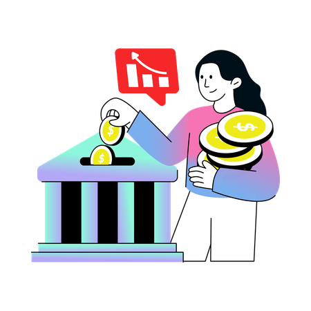 Deposit Money in bank  Illustration