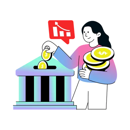 Deposit Money in bank  Illustration