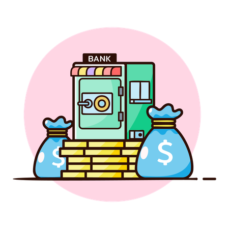 Deposit money in bank locker  Illustration