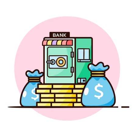 Deposit money in bank locker  Illustration