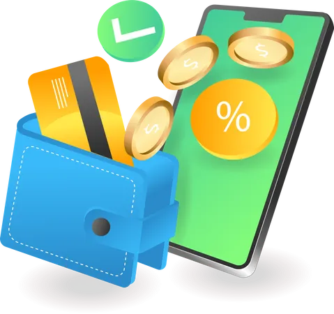 Deposit money in mobile wallet  Illustration