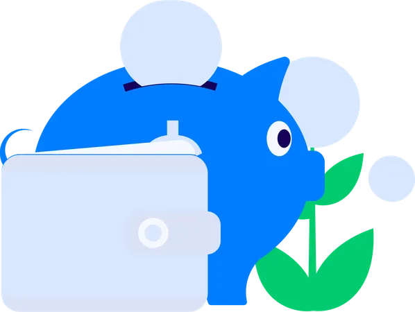 Deposit money in piggy bank via wallet  Illustration
